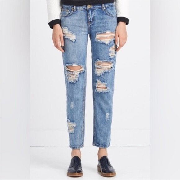 Free People One Teaspoon Awesome Baggies Jeans Boyfriend Distressed straight leg - Picture 4 of 16